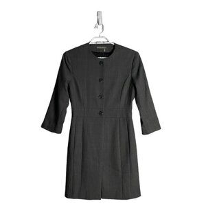 Tristan & Iseut Women's Gray Chic Button Down Trench Coat